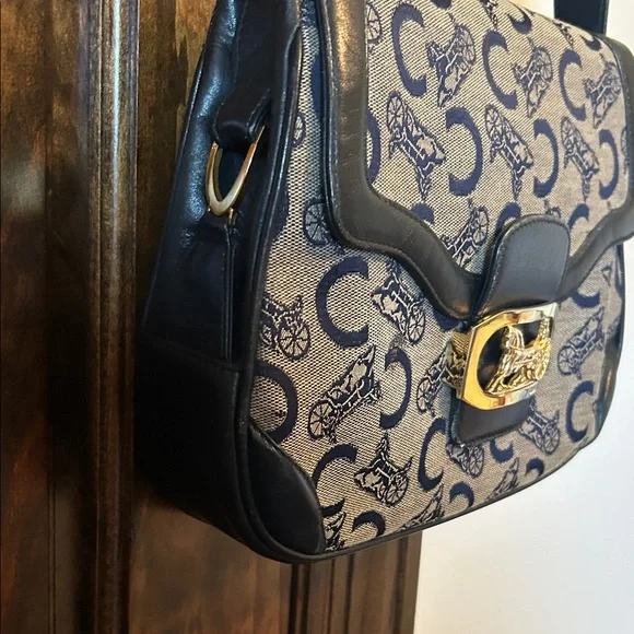 Celine Blue Monogram vintage Crossbody Gold Hardware - Picture 3 of 16